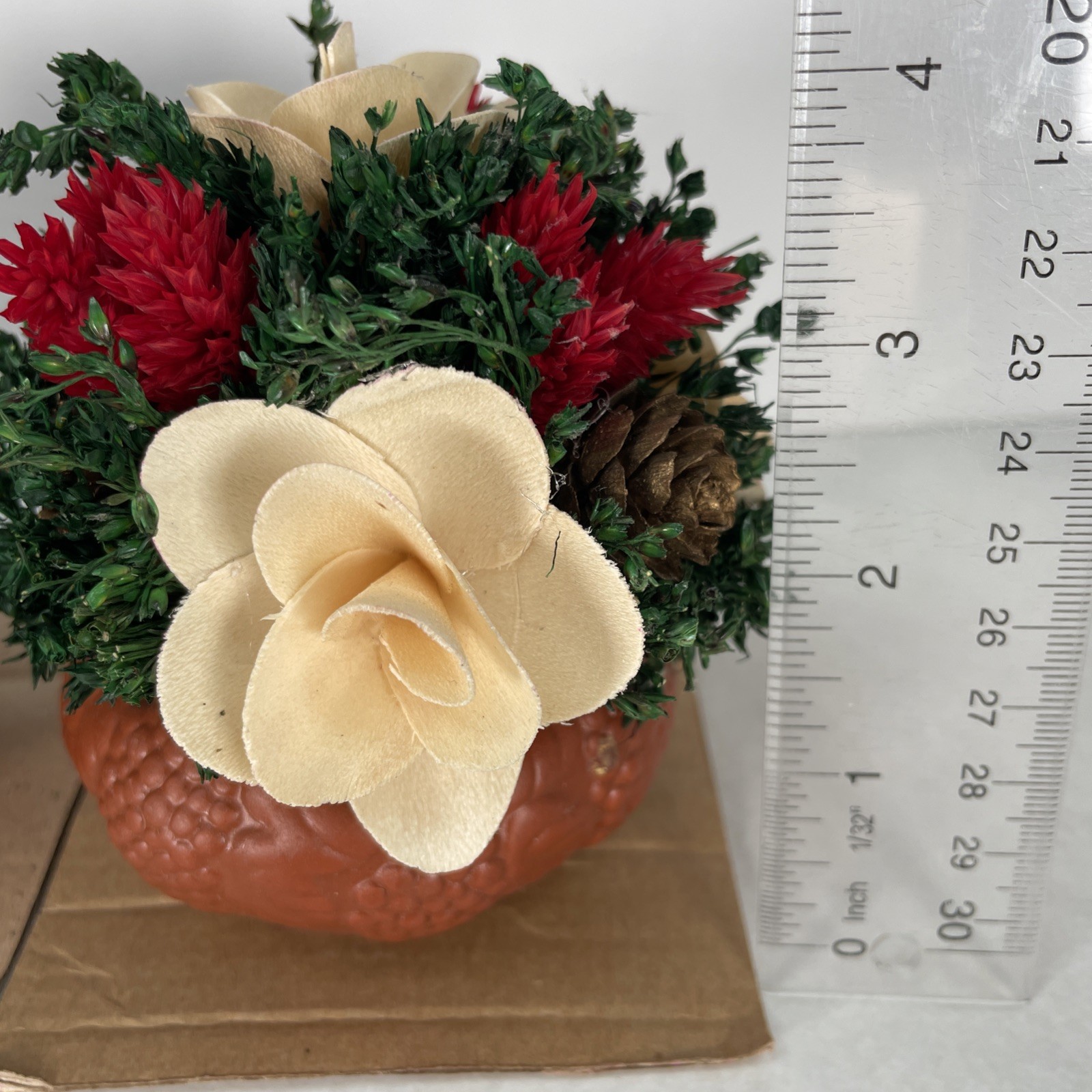 Vintage 2003 Christmas Mini Floral Arrangements Lot of 2 in Terracotta Pots New