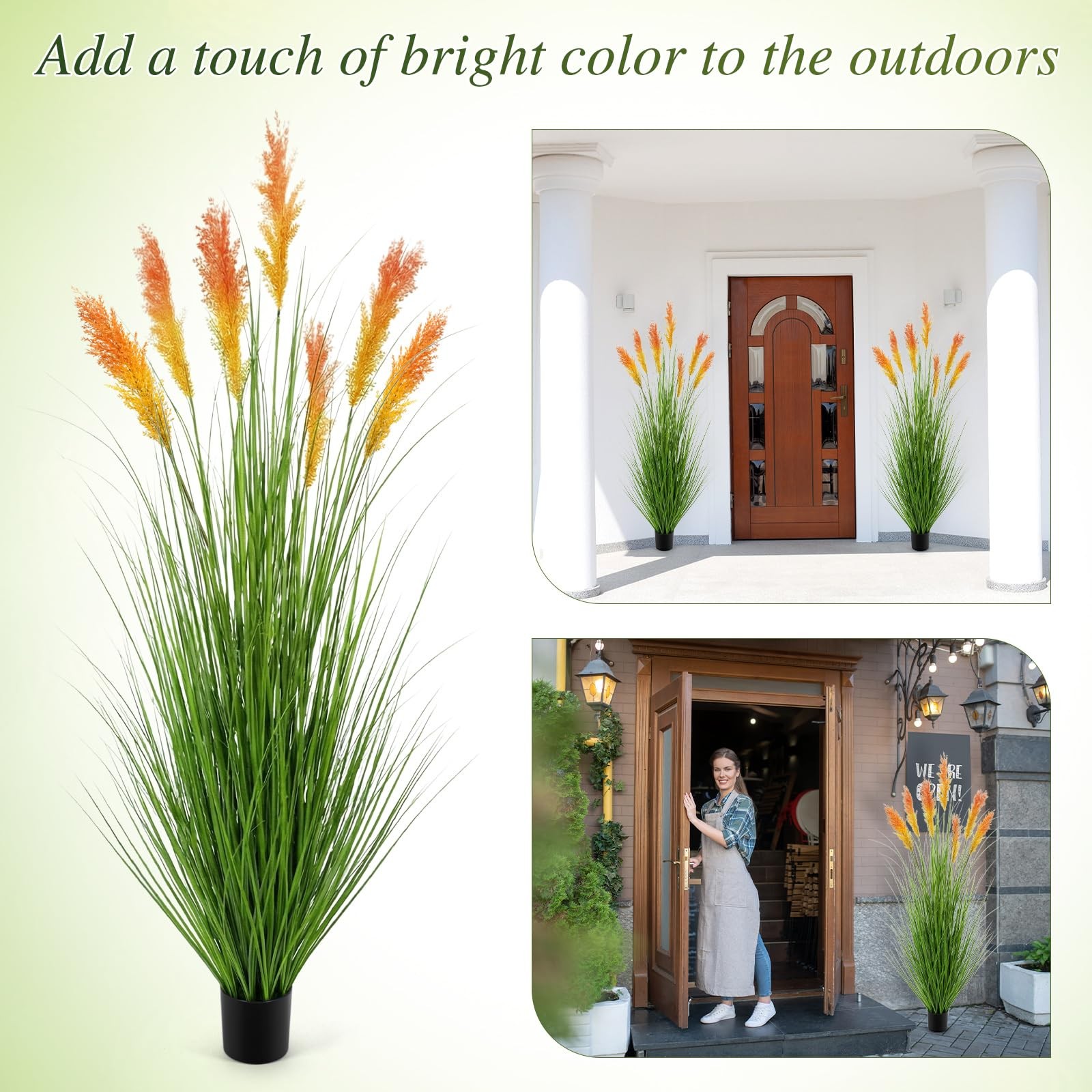 4 Pack 5 ft Tall Artificial Grass Plant Outdoor Faux Pampas Grass Potted Orna…
