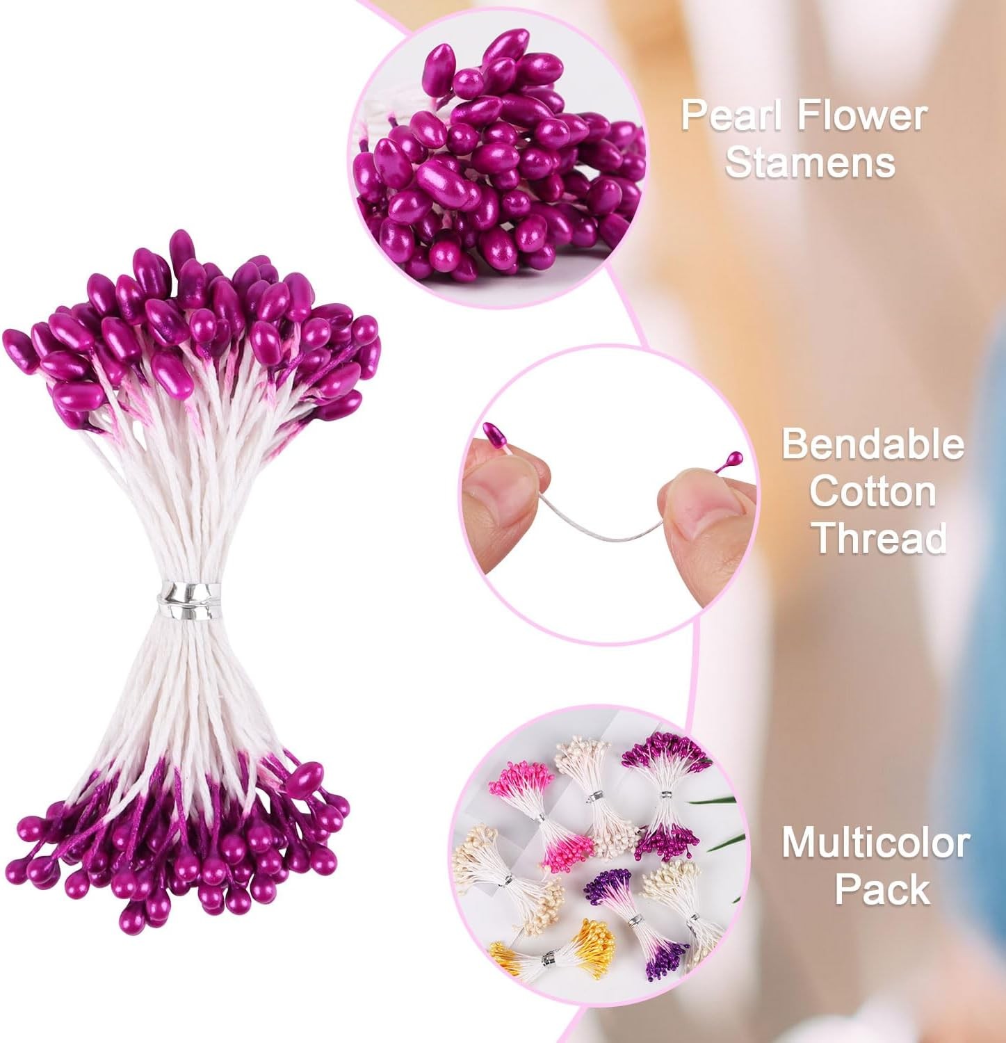 560pcs Flower Stamens for Crafts 3mm Artificial Pearl Floral Pistil for Card