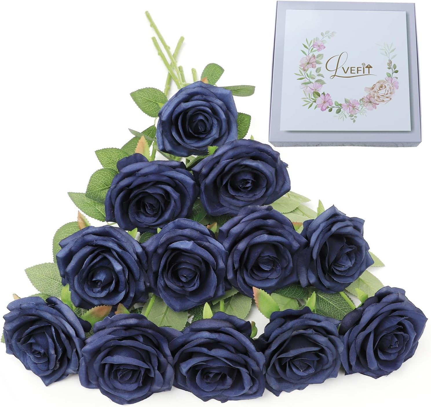 Artificial Rose Flower Navy Blue Flowers Navy Blue Roses Silk Flowers 12 pcs wit