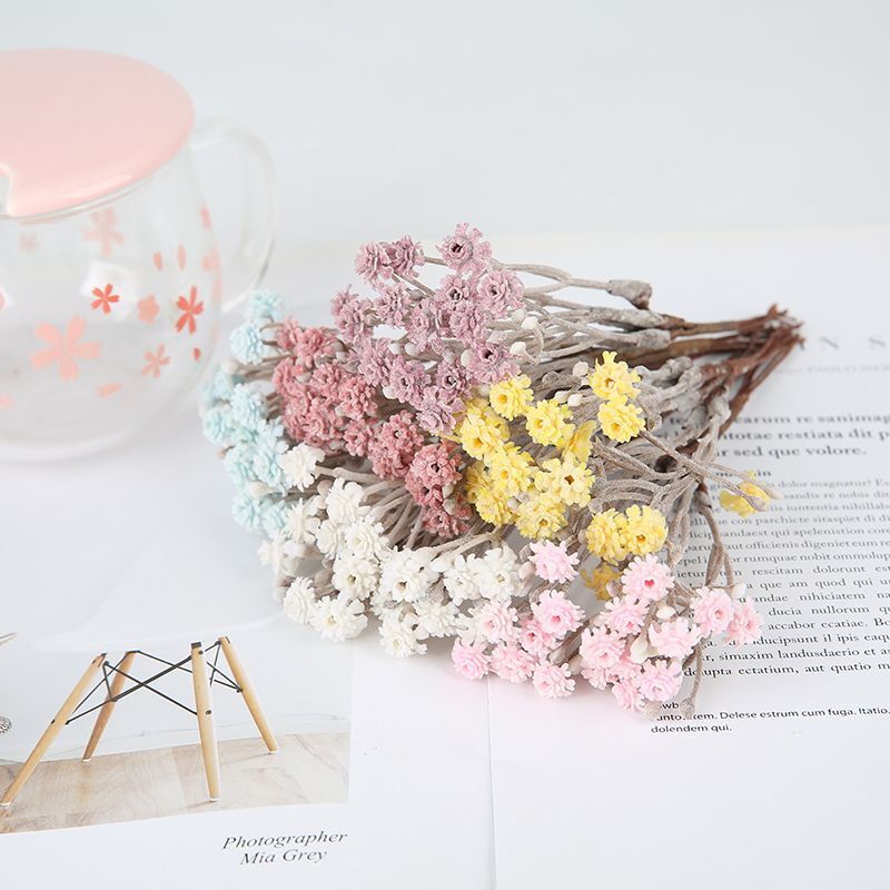 Artificial Mini Rose Bouquet Flowers Wedding Decor Gypsophila Wreath Flower 6pcs