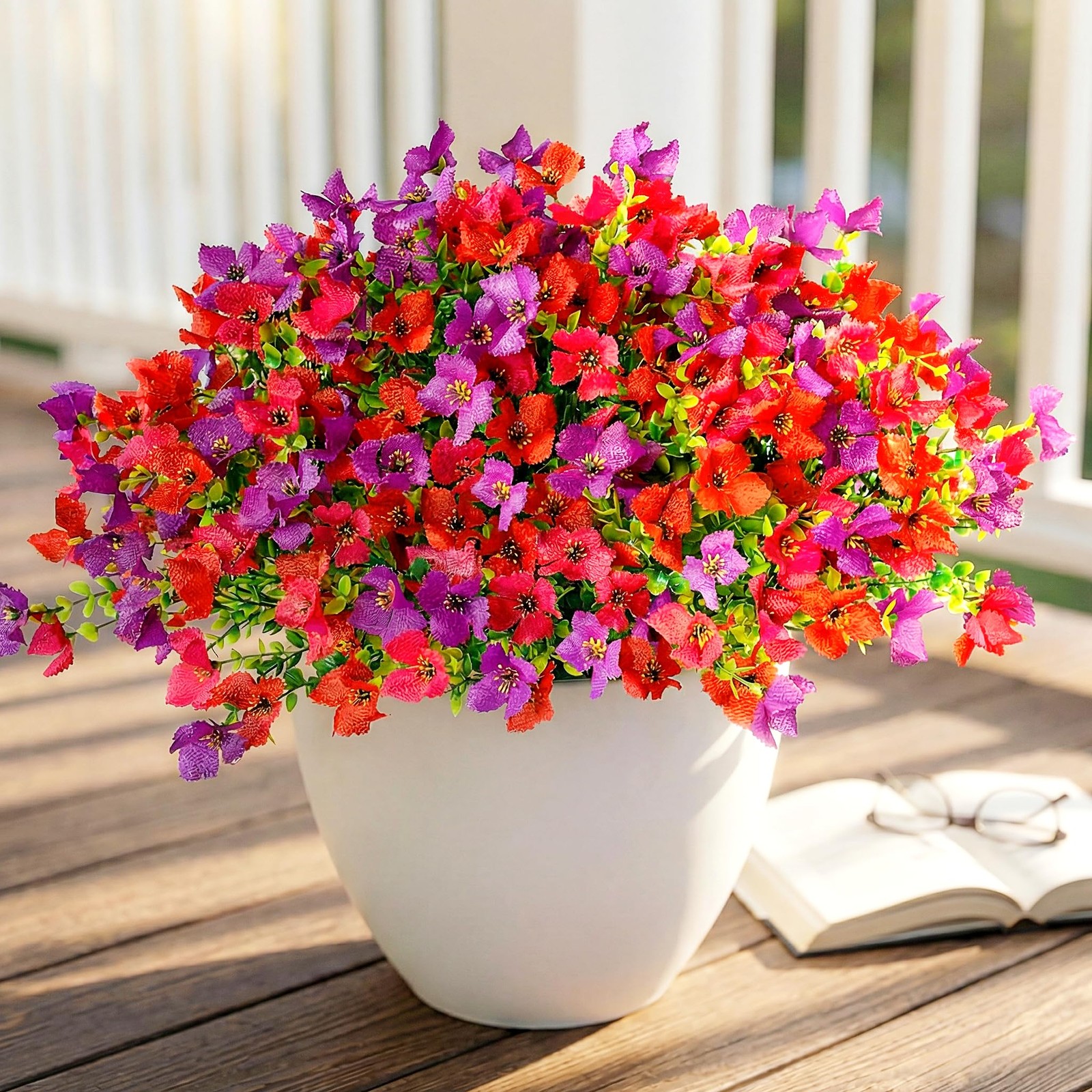 12Pcs Artificial Outdoor Flowers for Outdoors, Faux Silk Realistic Plants Shr…