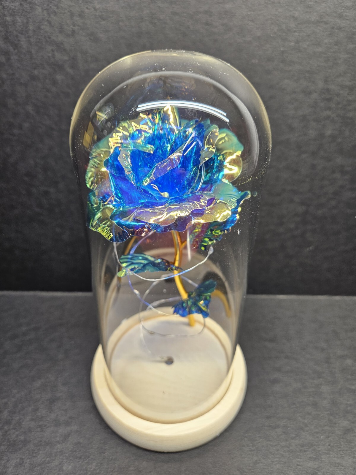 Christmas Rose Gifts for Women Colorful Blue Rose in a Glass Dome, Best Gifts