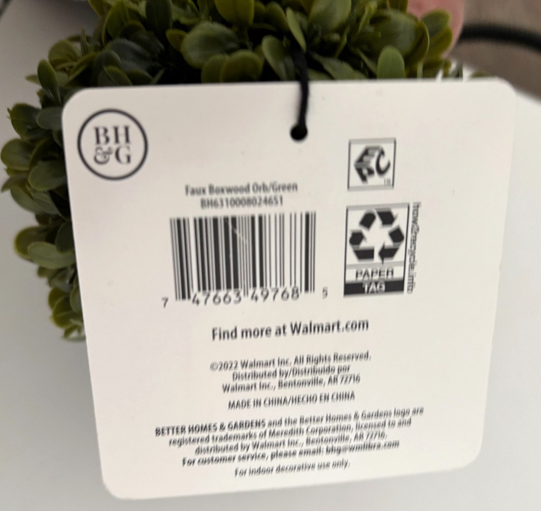 New 4.5″ Better Homes Garden Green FAUX BOXWOOD ORB Ball GREENERY Plant Plastic