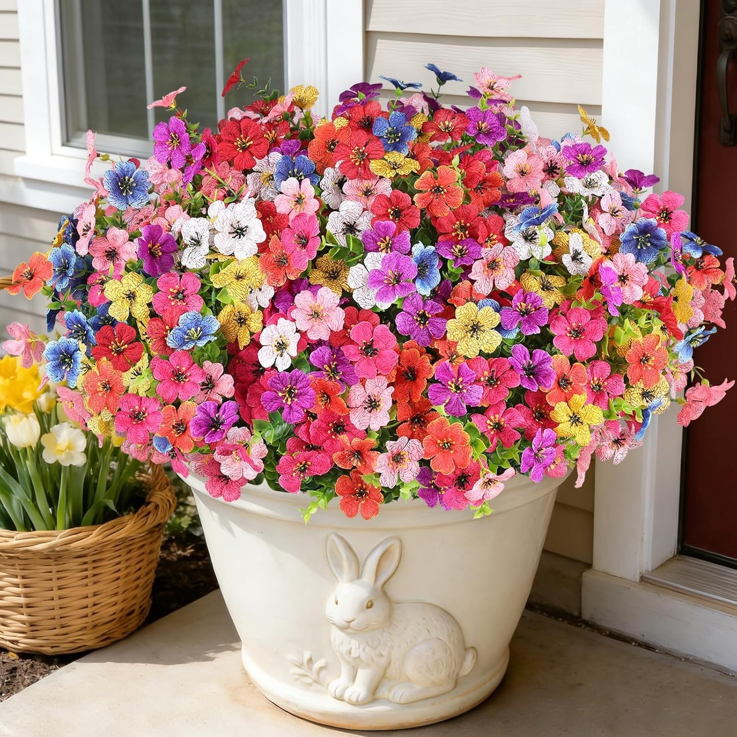 16 Bundles Artificial Flowers for Outdoors, Realistic Fake Silk Flowers for O…