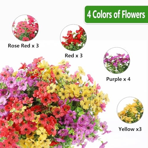 Artificial Flowers Fake Plants for Outdoors Artificial Flowers(13 Pcs) Mixed2