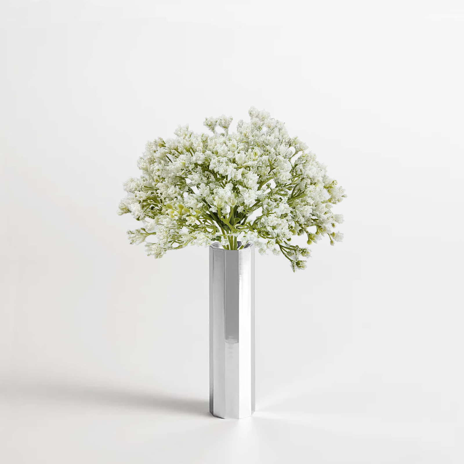 Indoor 12 in Artificial Polyethylene Baby’s Breath Flower Pick, White Color