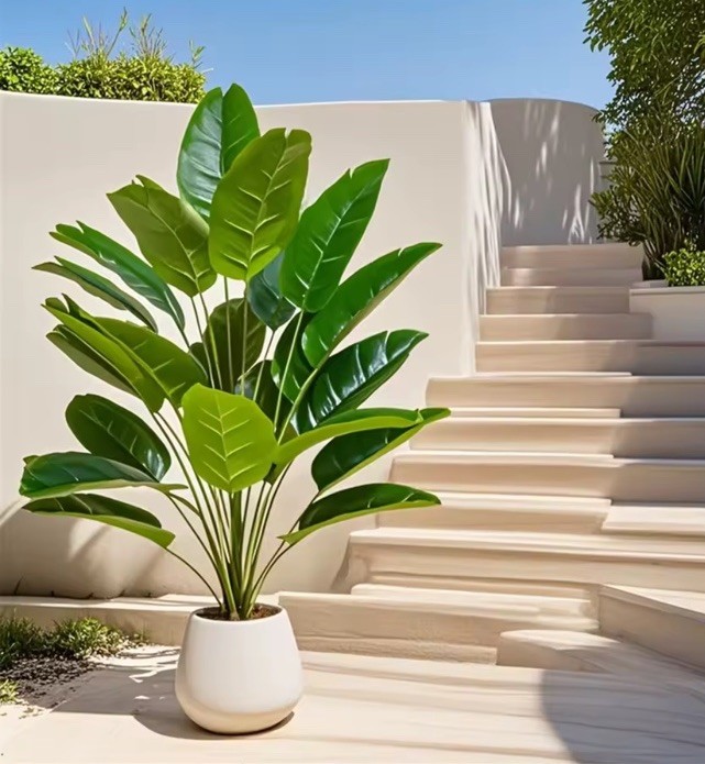 24 Leaves Large Artificial Palm Plant For Indoor Outdoor Use No Pot!