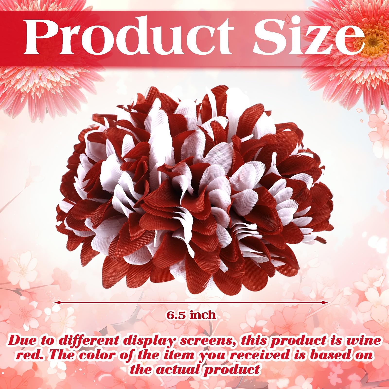 3 Pcs Red and White Homecoming Mum Flowers 6.5″ Silk Homecoming Mum Supplies …