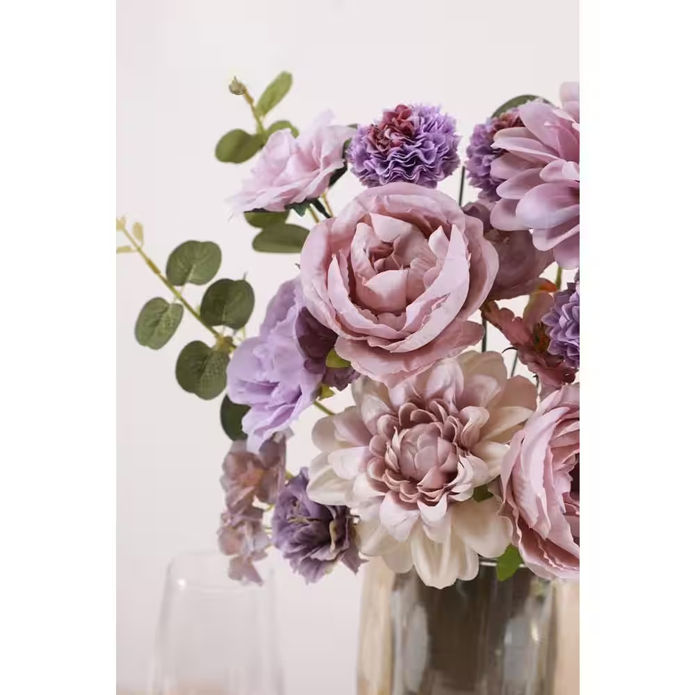 2 In. Purple Indoor/Outdoor Durable Artificial Mixed Flower Combo (18 Pieces)