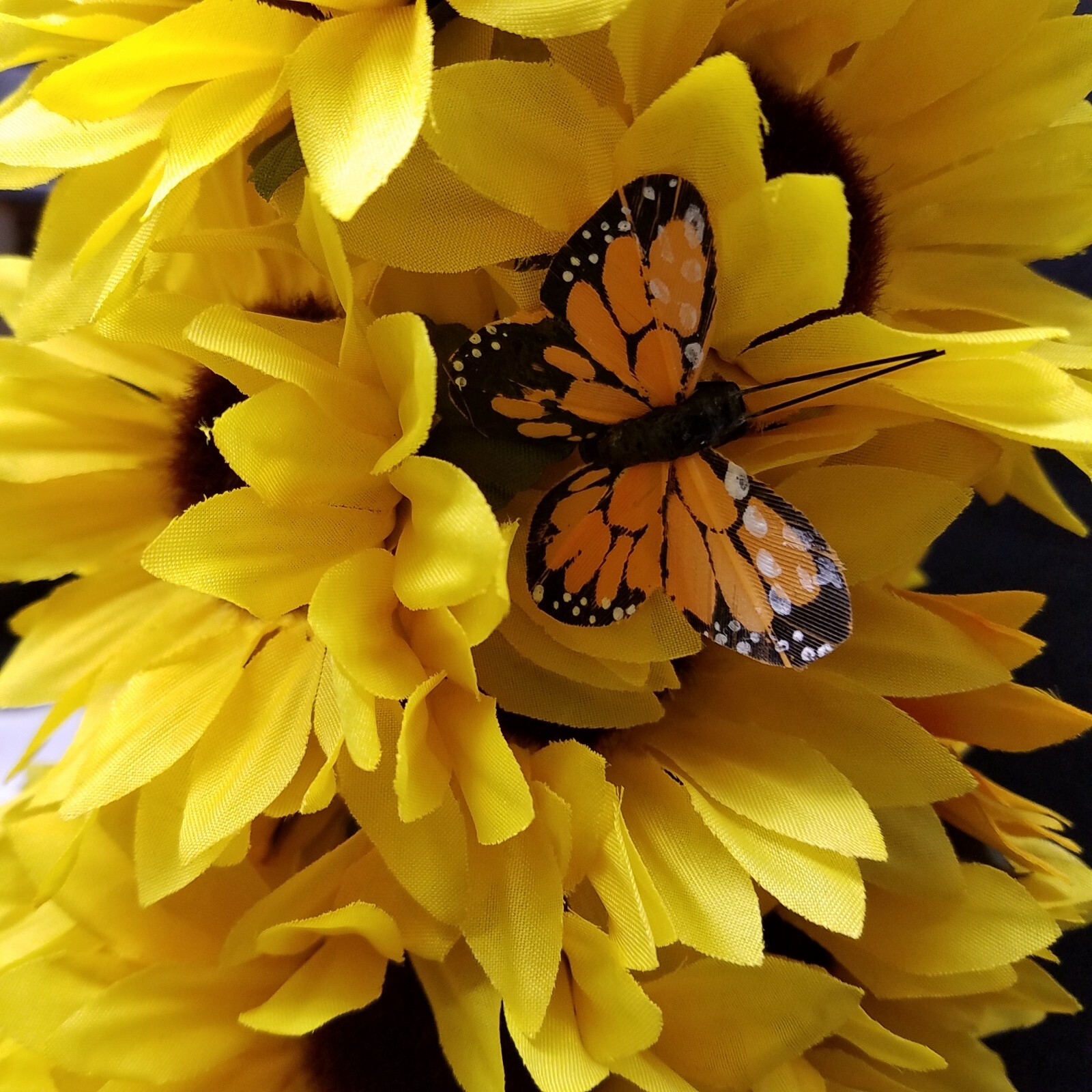 Sunflower Tower Home Décor Butterfly Handmade by Andrea 17″ Tall C-390