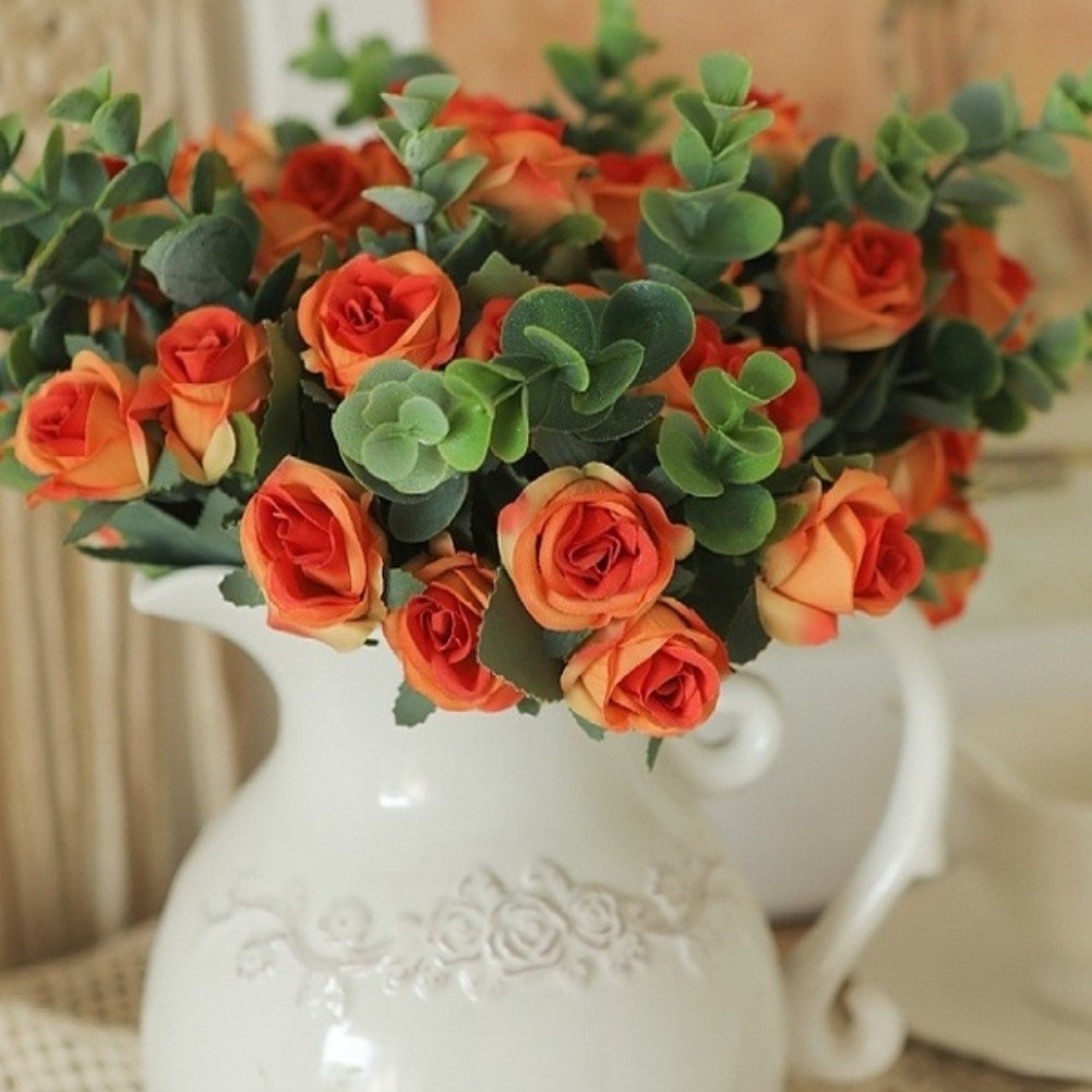 Artificial Bouquet of Roses Silk Fabric Design for Wedding Home Office Use