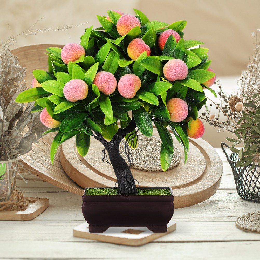 Artificial Bonsai: 25cm Simulation Peach Bonsai Tree – Artificial Potted Plant