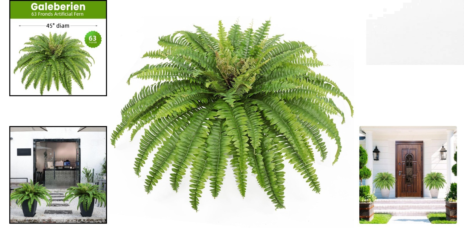 Charming 45″ Large Faux Fern Plant – 57 Fronds for Elegant Indoor & Outdoor Use