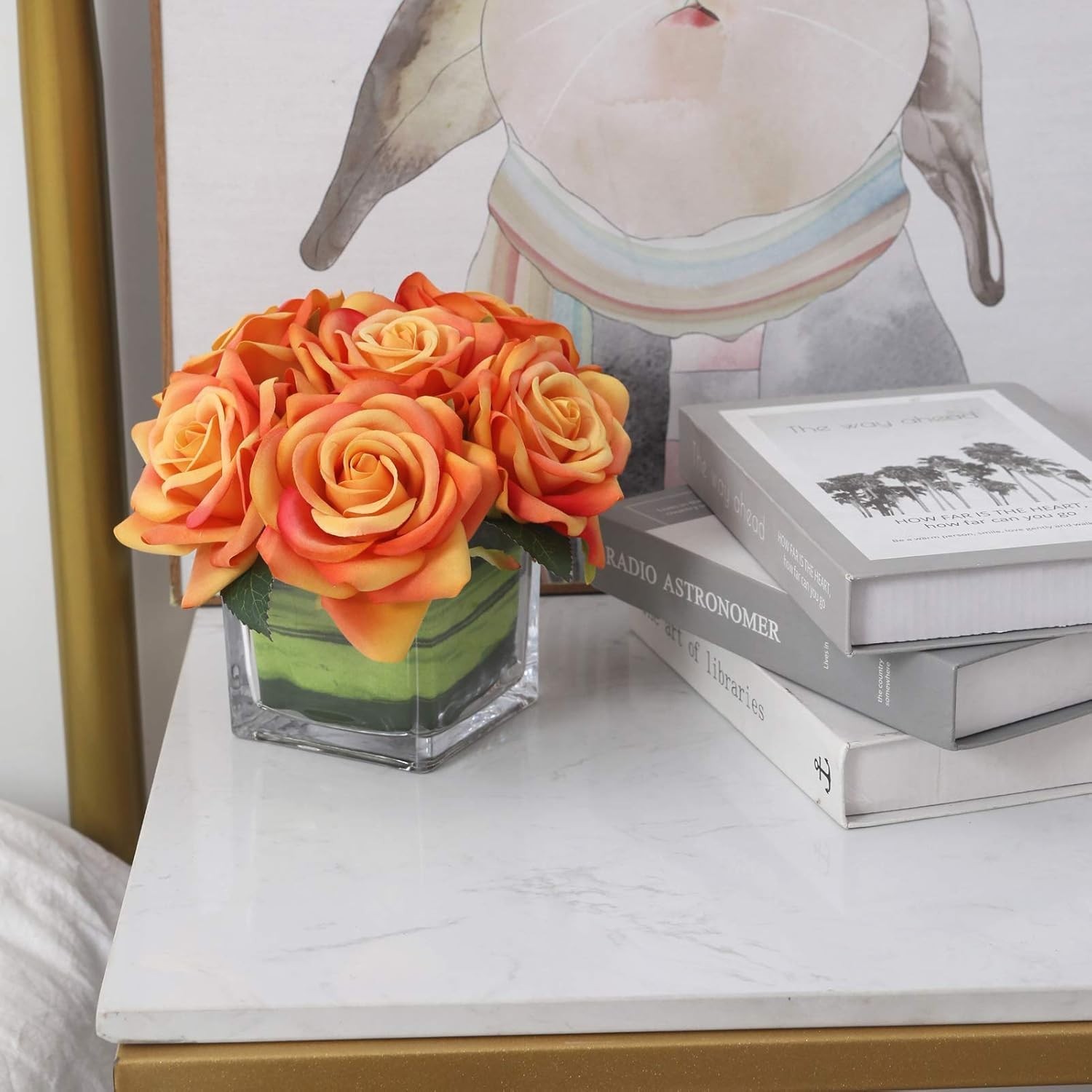 Stunning Silk Velvet Rose Decoration in Glass Vase – Perfect for Celebrations
