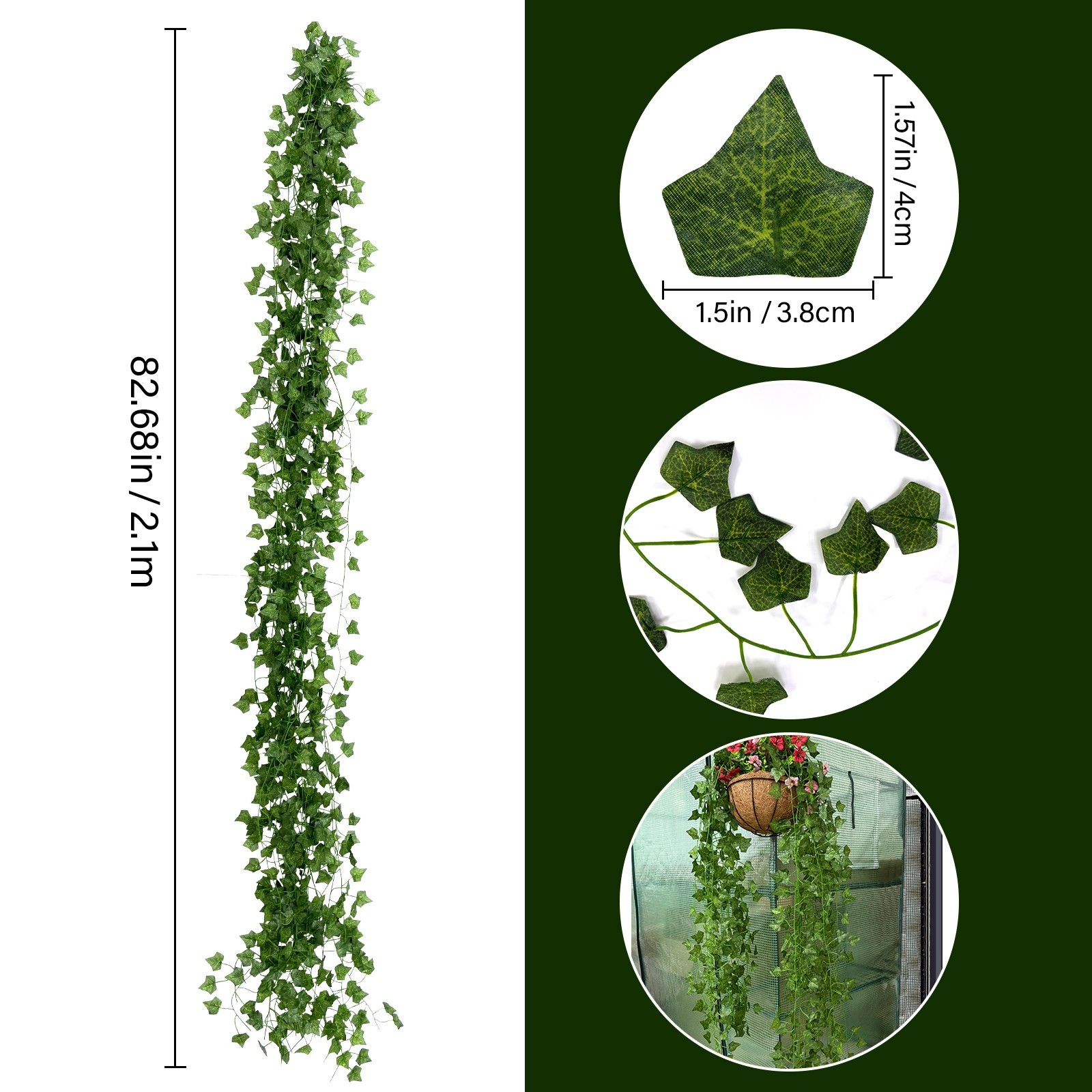12 PACK 82.68in Artificial Hanging Garland Ivy Leaves Plants Vines