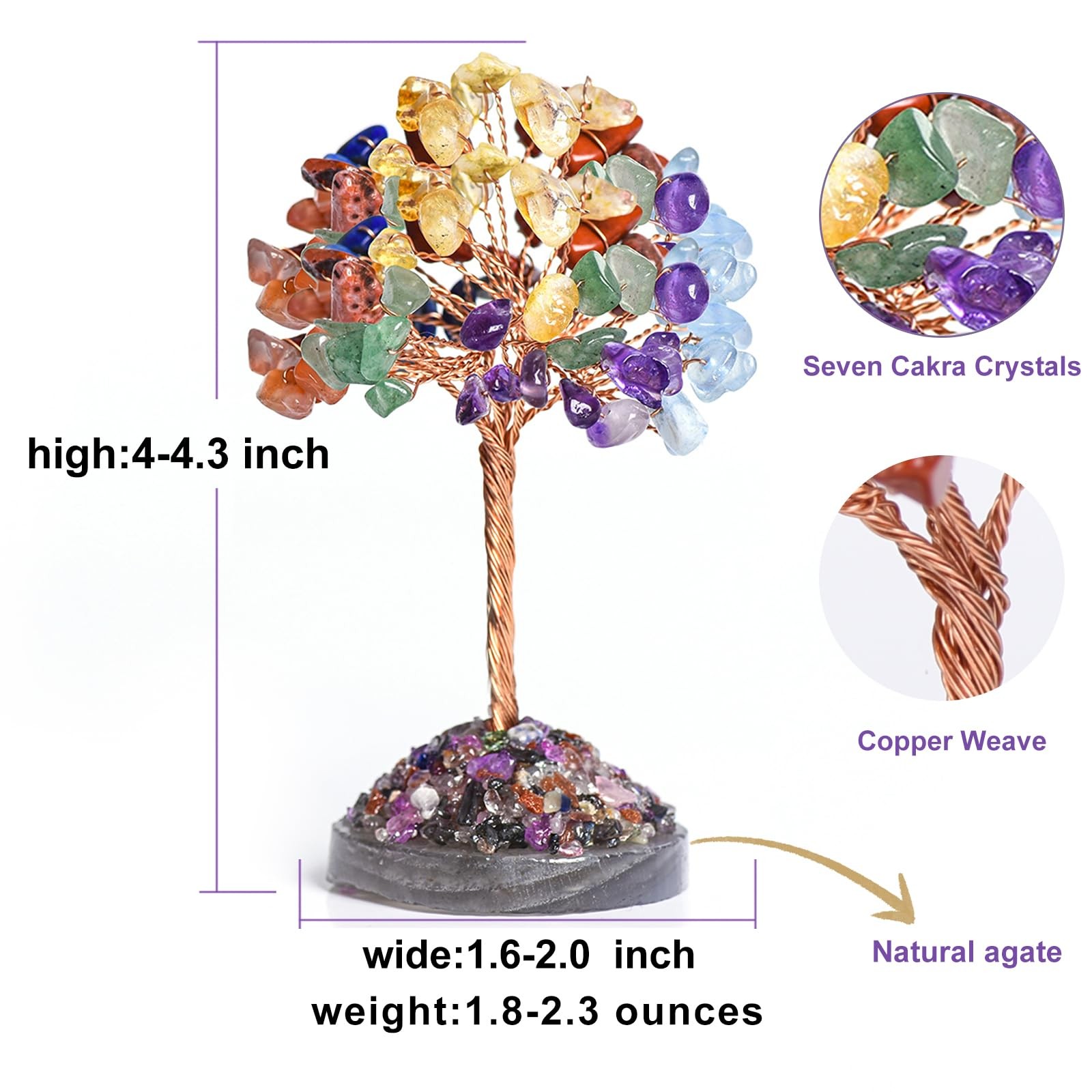 Seven Chakra Tree of Life,Money Tree Dcorations,Crystals and Healing Stones,R…