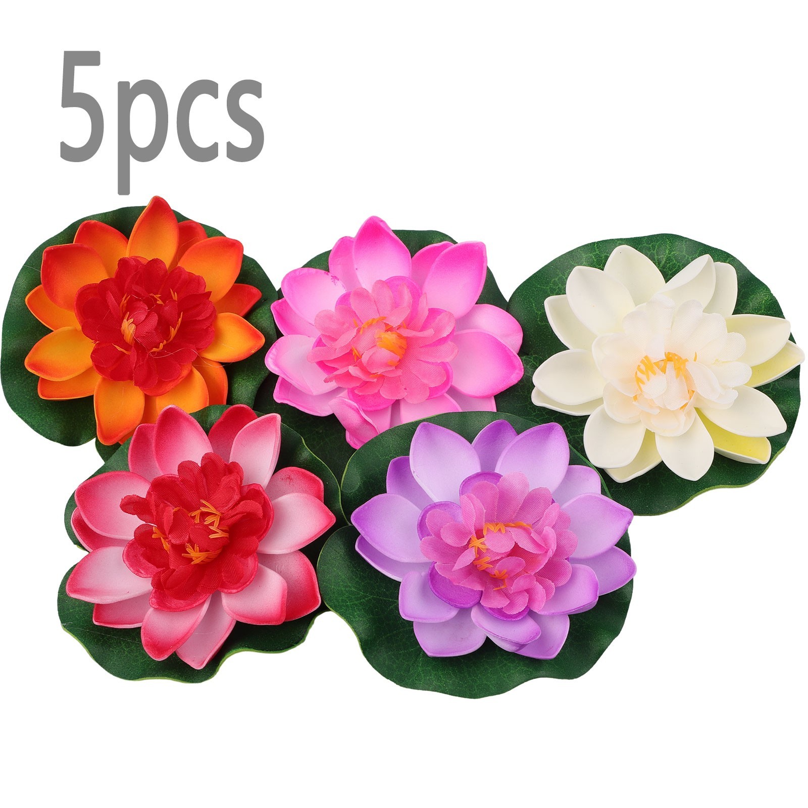 5X Artificial Lotus Water Lily Floating Flower Pond Fish Tank Plant Garden Decor