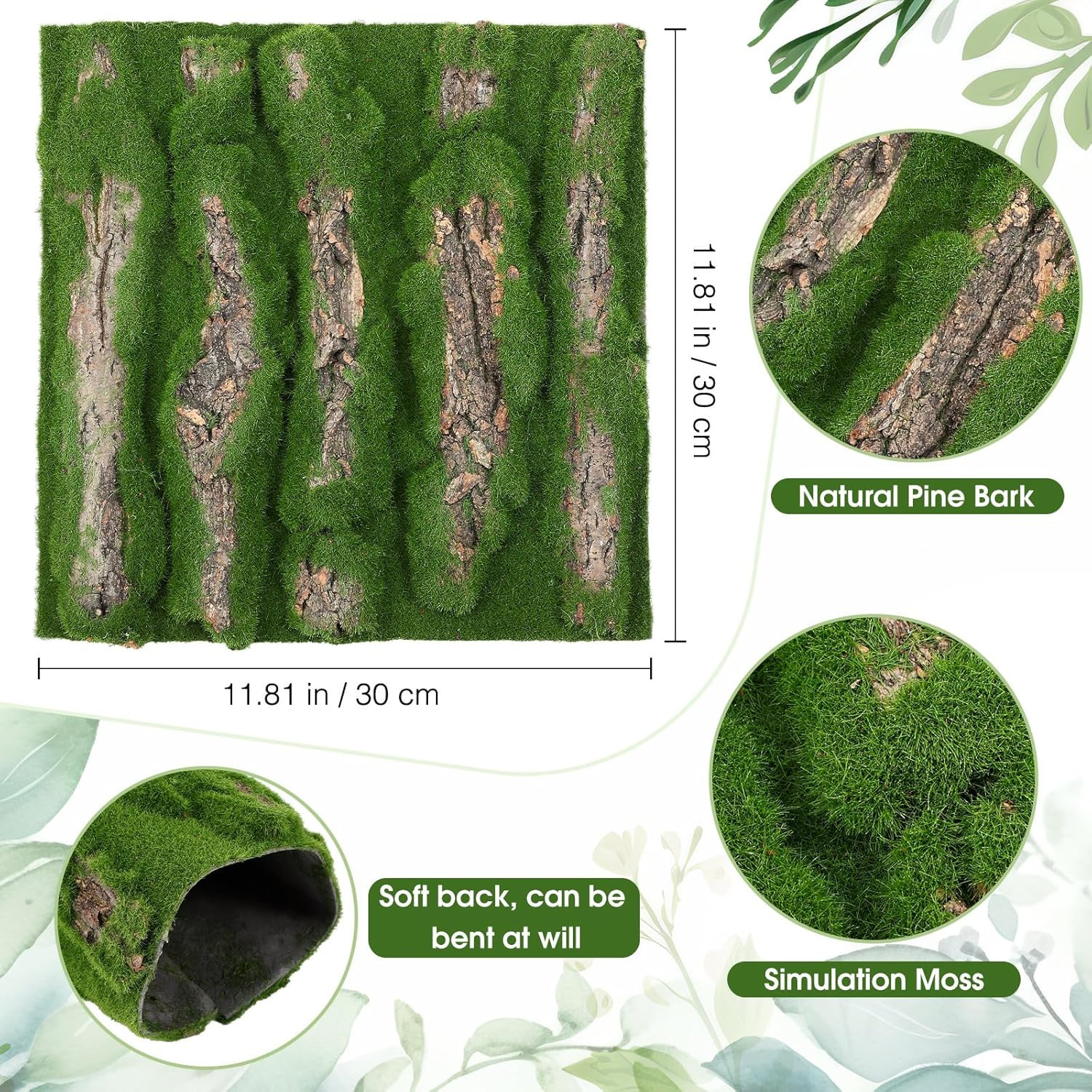 Artificial Moss Bark 11.8 X 11.8 Inches Tree Plants Bark DIY for Tree Collar Sew