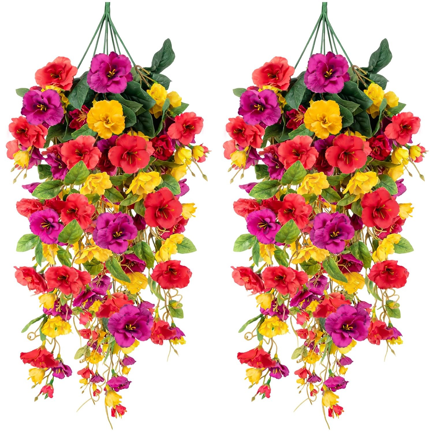 2 Pcs Fake Hibiscus Artificial Hanging Flowers, Mixed Colorful Silk Hibiscus …
