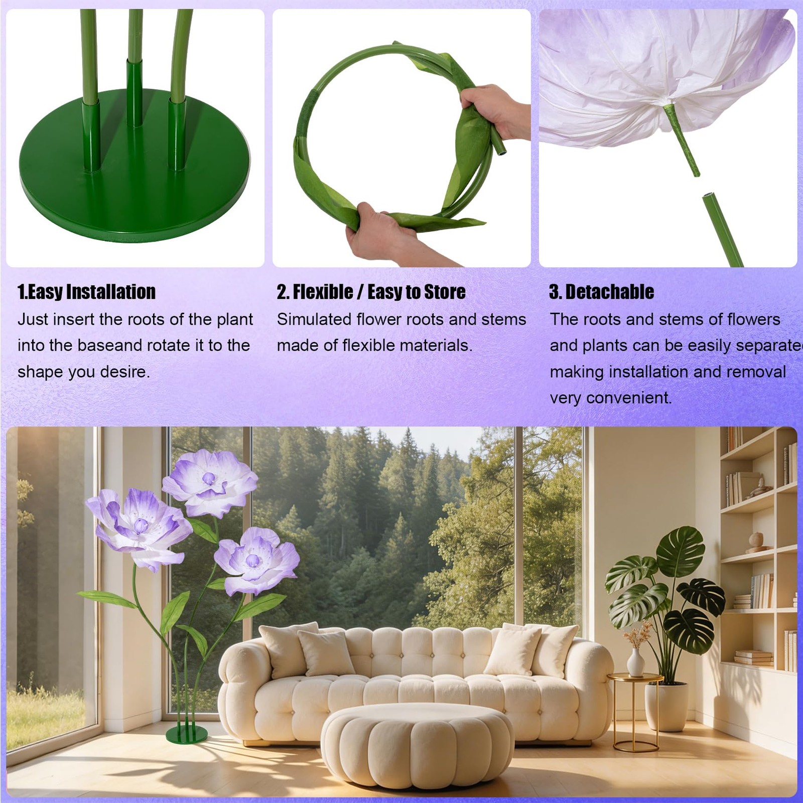 Giant Flowers for Decoration with Stand 69″ Giant Artificial Flowers for Part…