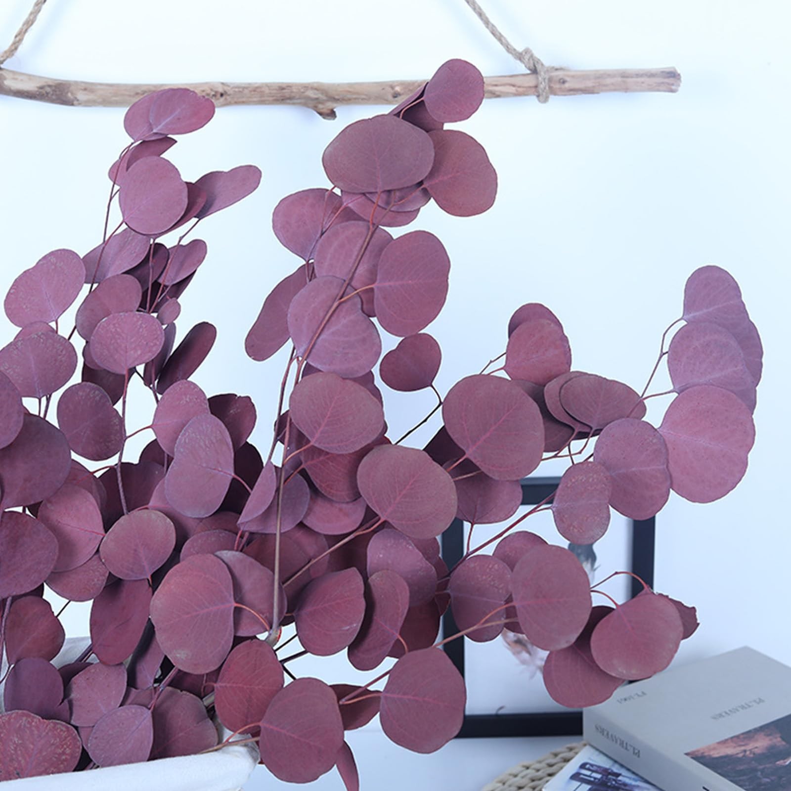 Preserved Dried Eucalyptus Stems, Purple Eucalyptus Leaves, 4-10 Pcs Silver D…