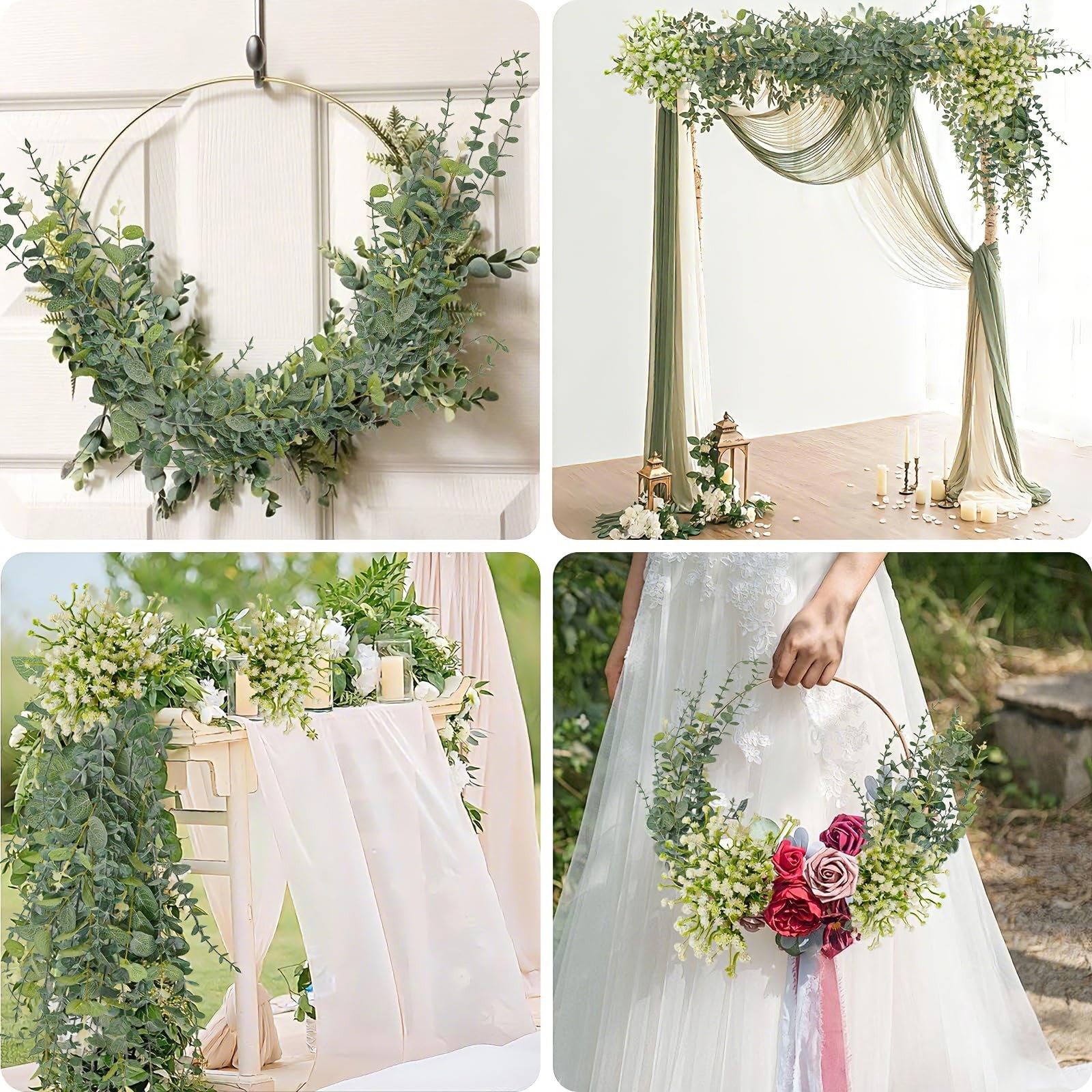 100 Pcs Mixed Eucalyptus Stems Bulk,Artificial Greenery Stems Bulk,3 Kinds Fa…