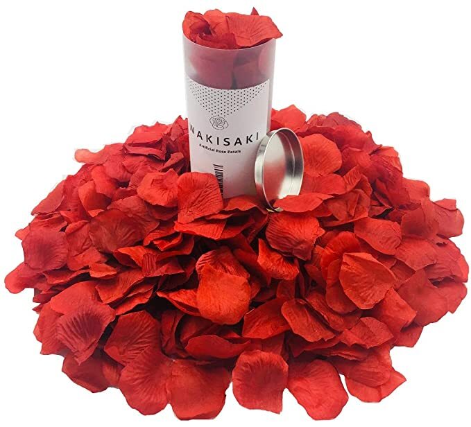 WAKISAKI (Separated, Deodorized) Artificial Fake Red Rose Petals Decor 1000 ct