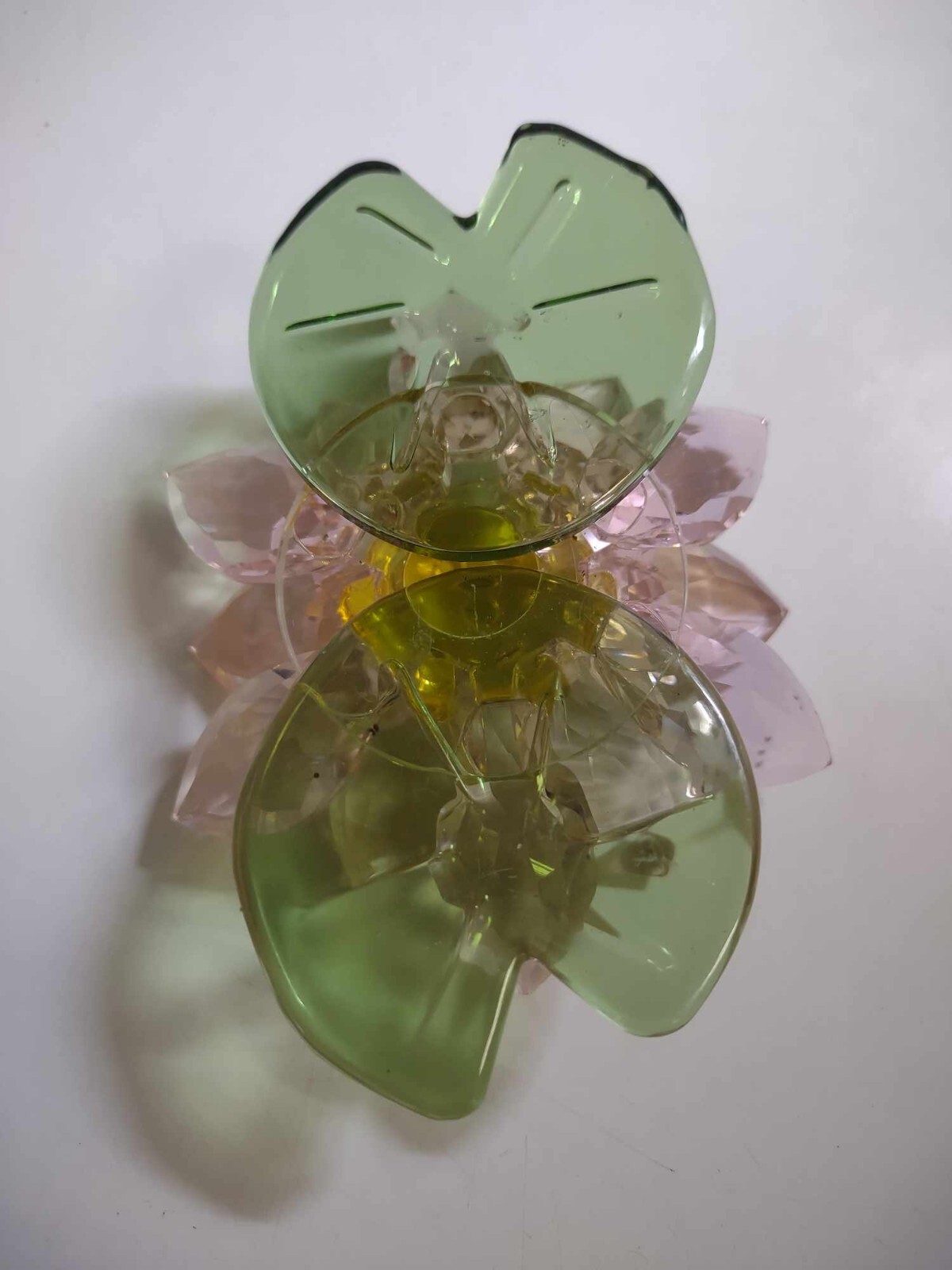 Crystal Pink Lotus Flower Green Lily Pad