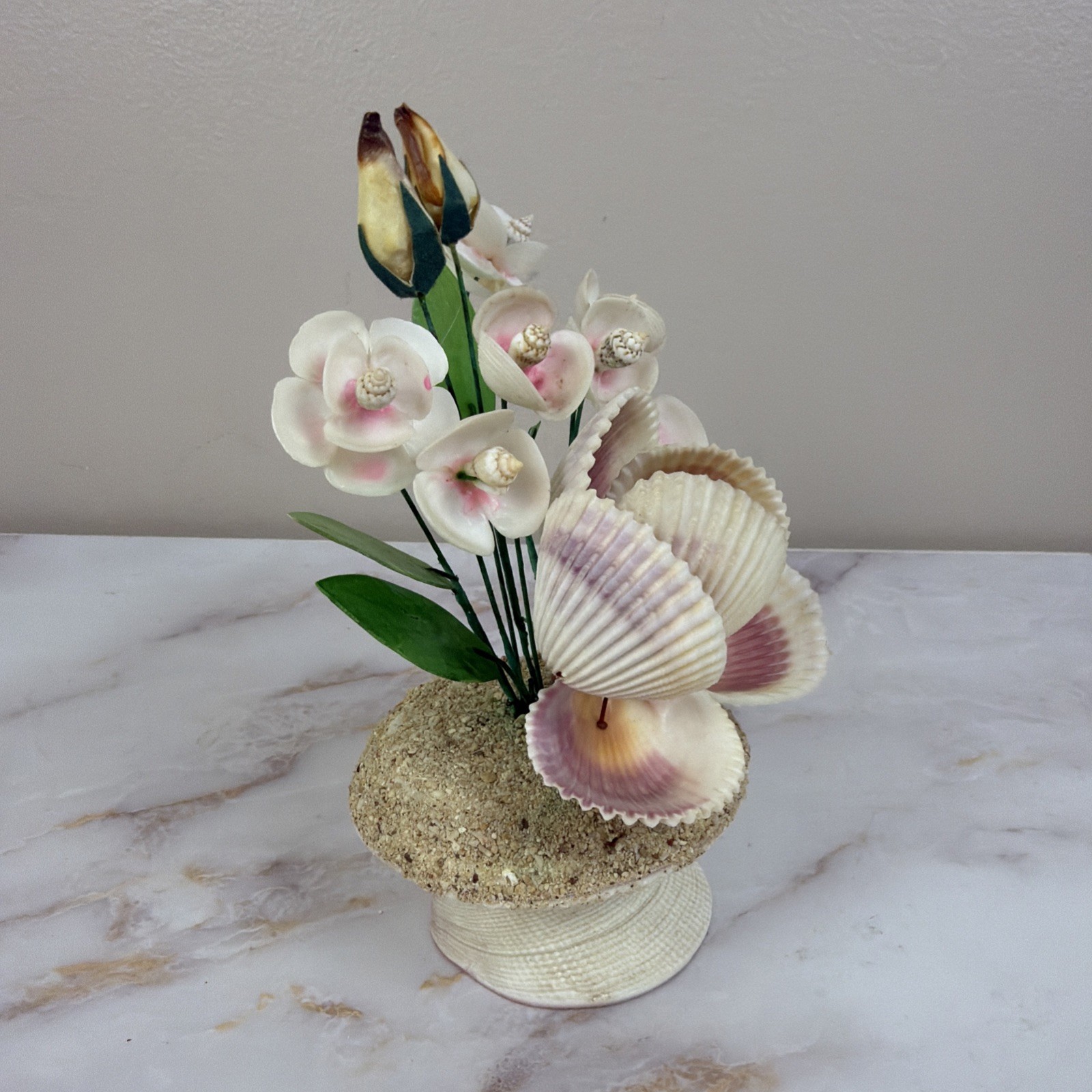 Vintage Sea Shell Floral Bouquet Kitsch Coastal Cottagecore Rare Shell Arrangeme