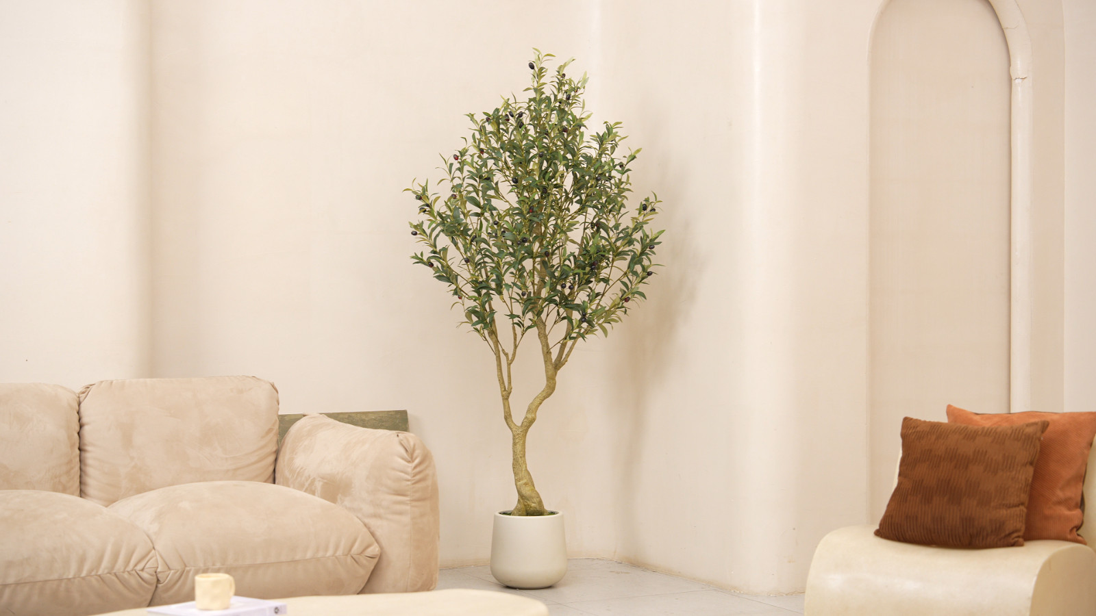 6ft Artificial Olive Tree with Tall Exquisite Planter – Realistic Faux Olive