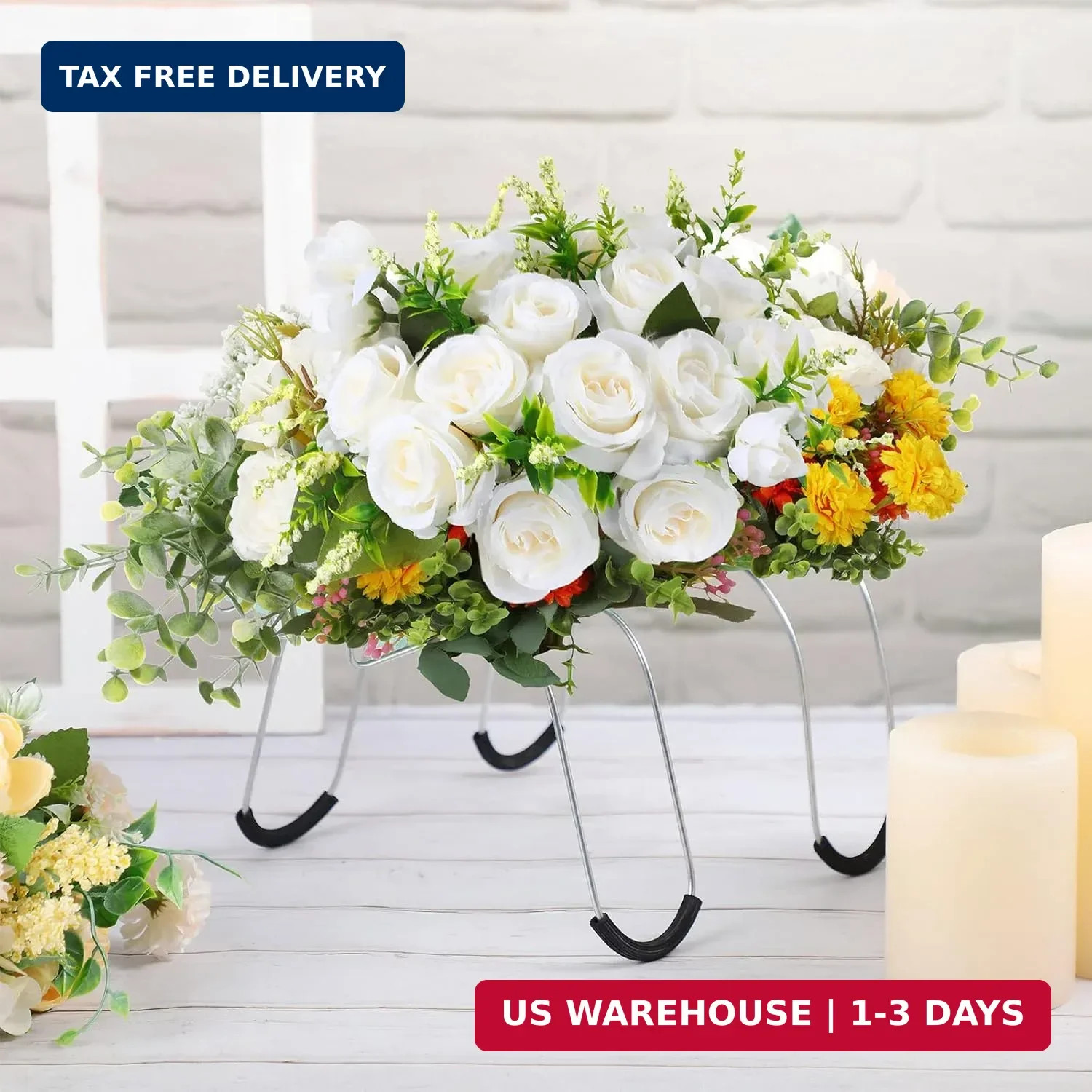 4 Pcs Headstone Flower Saddle 12 Inch Cemetery Saddle for Headstones Gravestone