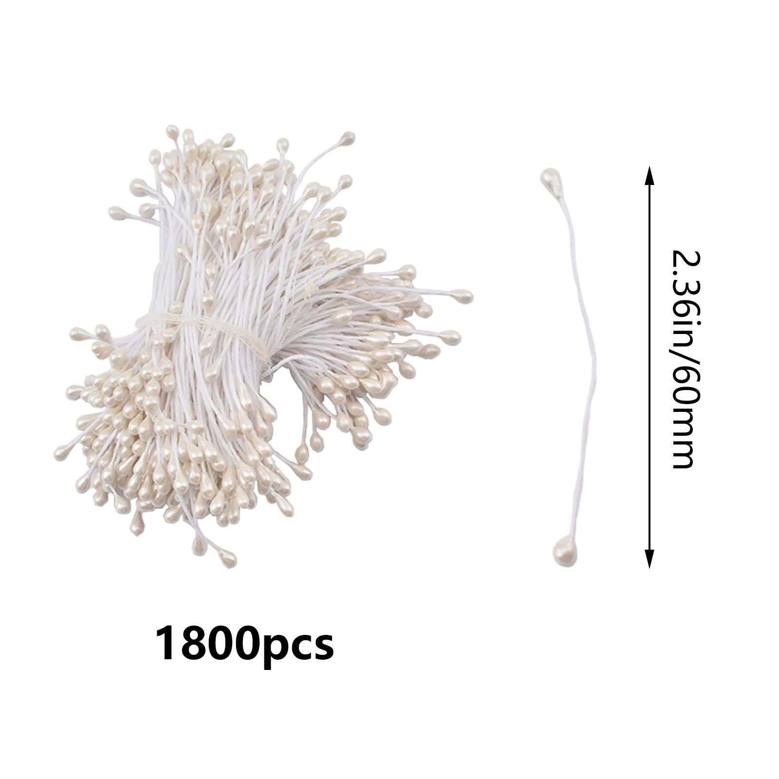 1800 PCS Stamens For Artificial Flowers DIY Scrapbook Decoration White