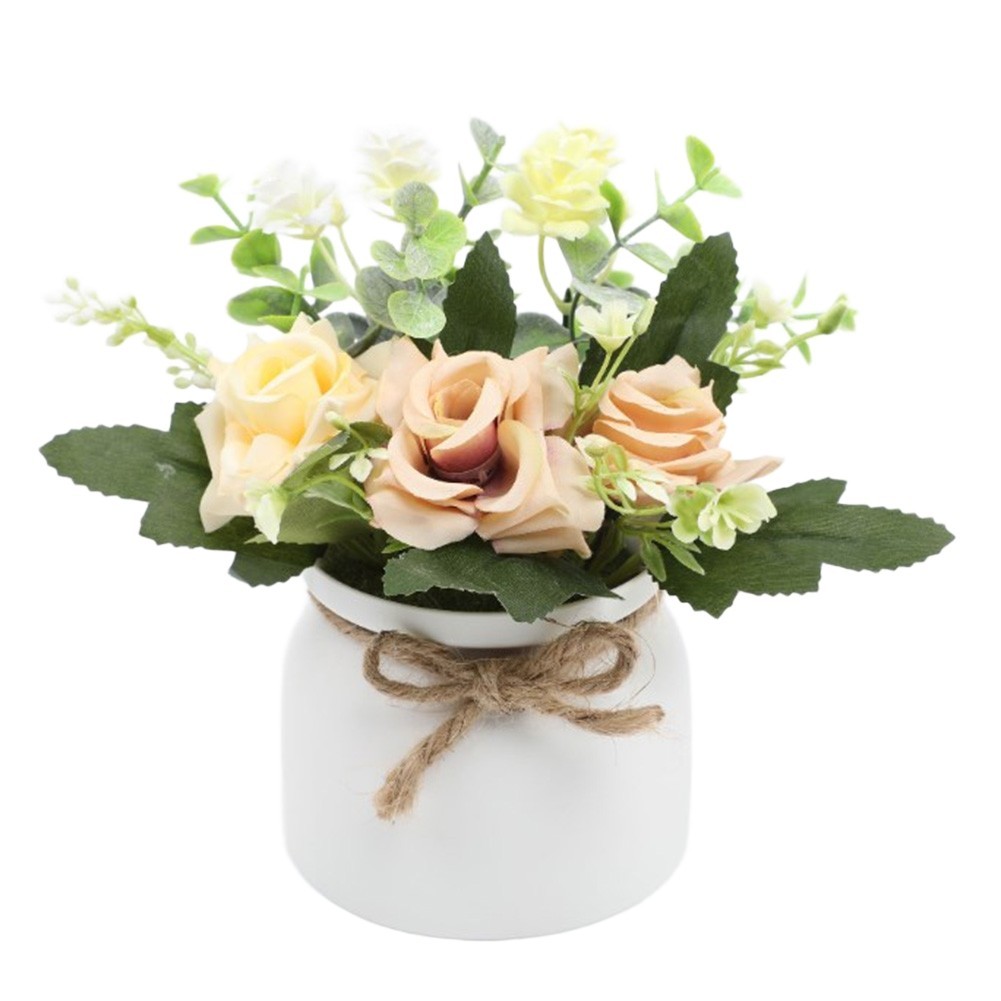 Silk Rose Eucalyptus Camellia Artificial Flowers Potted Plant Nordic Home Office
