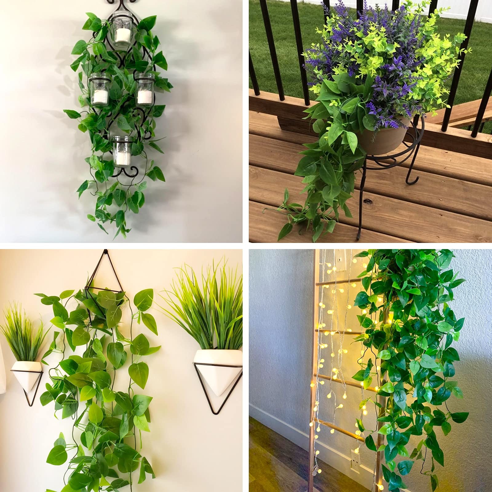 2pcs Fake Hanging Plants for Room Decor, 3.6ft Artificial Ivy Pothos Vine for…