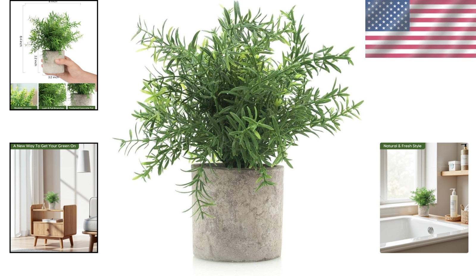 Rustic Artificial Rosemary Potted Plant – Perfect for Farmhouse Decor