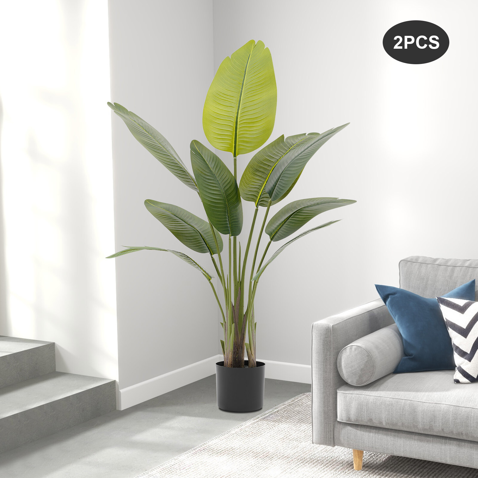 2PCS 120CM Artificial Plant For Indoor & Outdoor Artificial Plant With Base