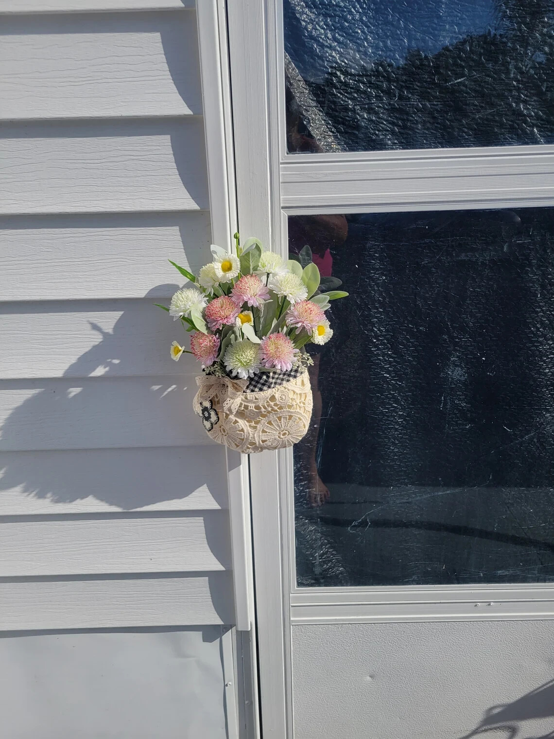 Upcycled Lace Purse, Boho Cottage Core Country Door Wall Floral Decor for Summer