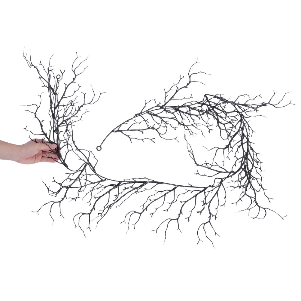 Black Halloween Garland – 6.2ft Branch Twig with Hanging Loop for Mantle, Wall,