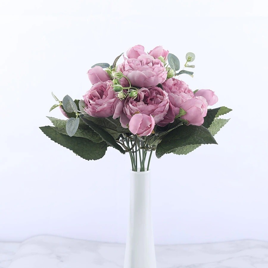 Rose Flowers Bouquet Peony Artificial for Home, Wedding Indoor Decoration