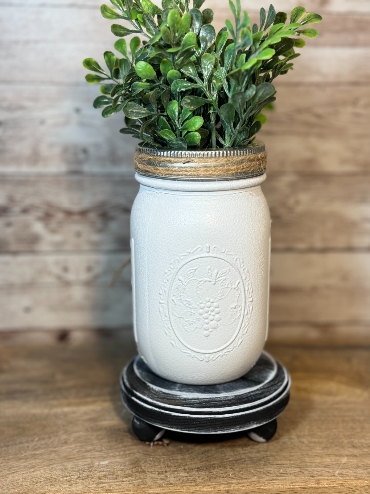 Rustic Farmhouse Mason Jar Vase, Cottage Decor, Decoupage Honey Bee Wildflowers