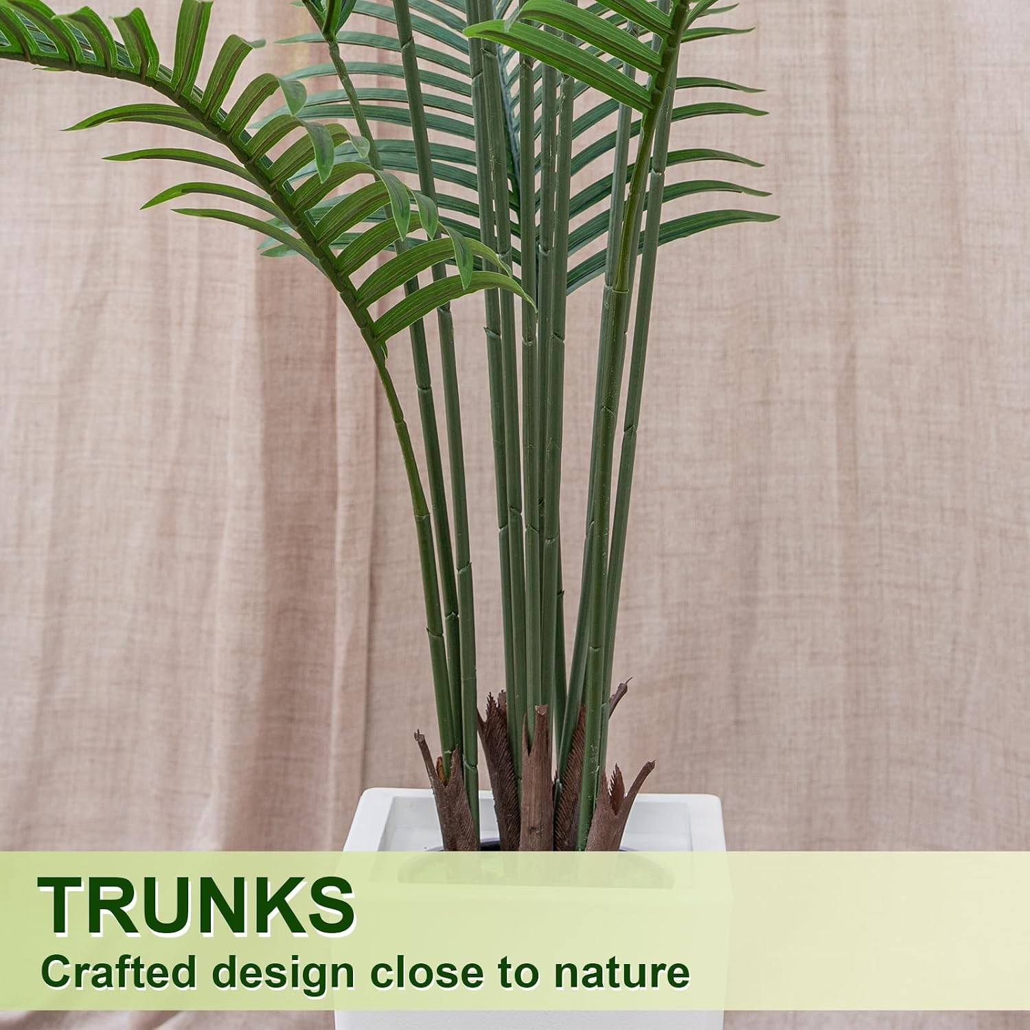 6FT Artificial Palm Tree Palm Tree 72in Tall Faux W/ 15.7 White Planter Fake