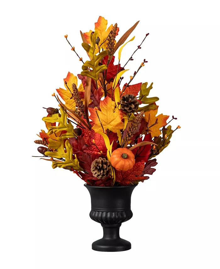 Glitzhome 24″H Fall Maple Leaf Urn Table Tree