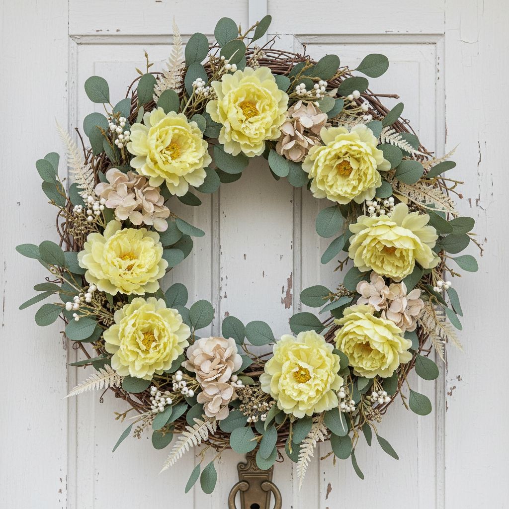Green Peony Flowers Set of 8 Faux Blooms 5 Inch Floral Heads Wired Craft Wreath