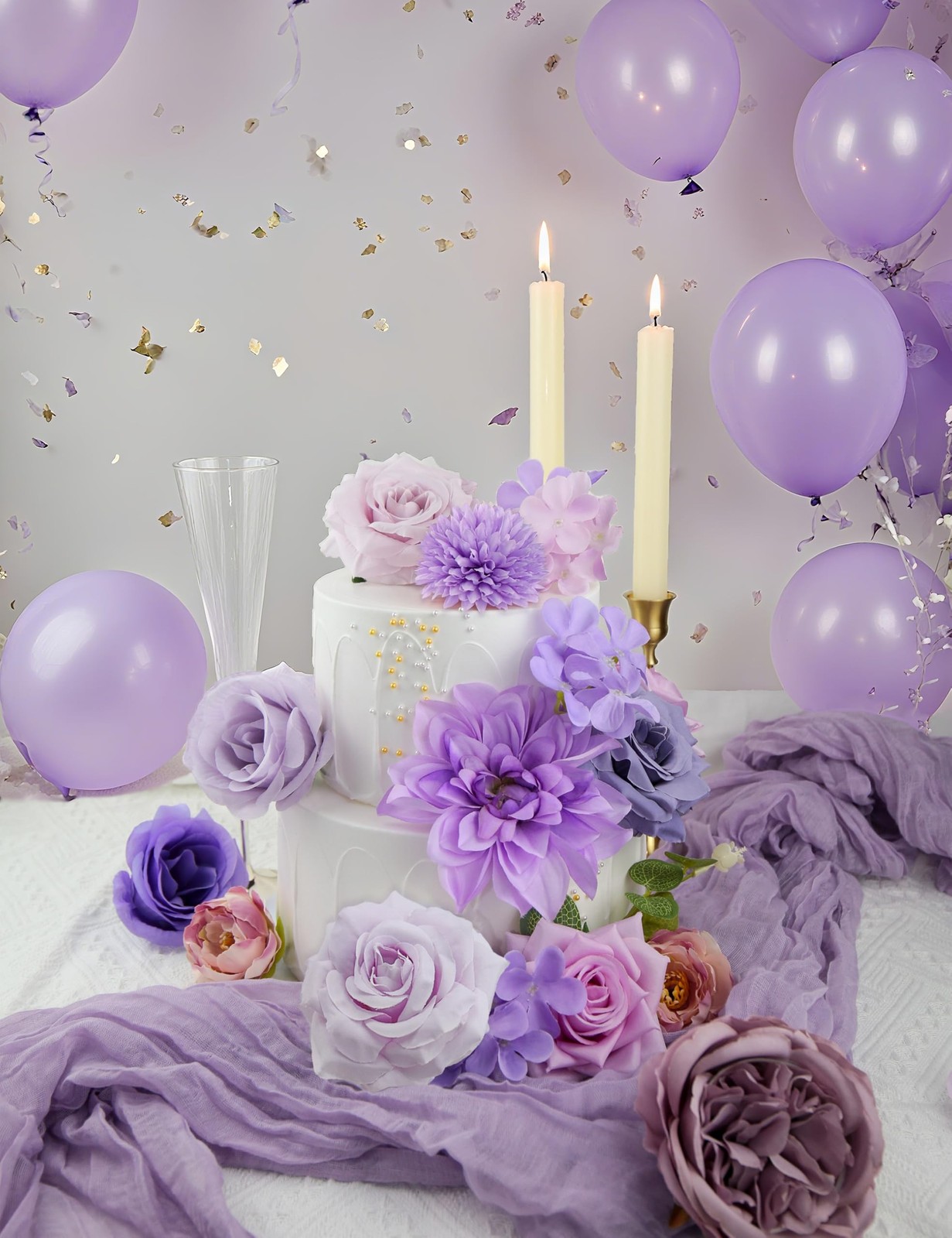 yuagolle Purple Silk Artificial Flowers Bulk Boxed Set