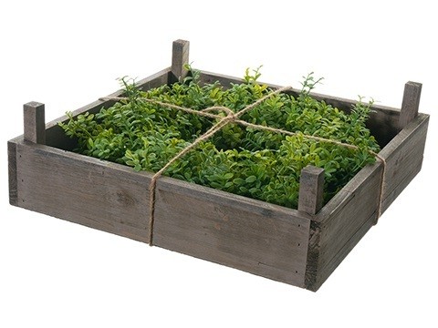 Allstate 14″ Boxwood Artificial Spring Wreath in Rustic Wood Frame Box