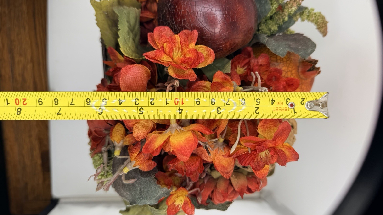 Fall Faux Floral Fruit Arrangement Grapes Pomegranate Planter Centerpiece 14”