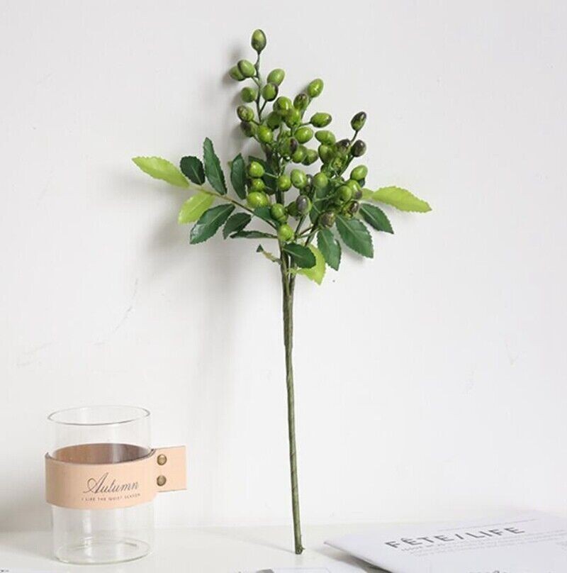 Artificial Berry Flower Fake Olive Fruit Branch Plant Home Decor Flowers Bean