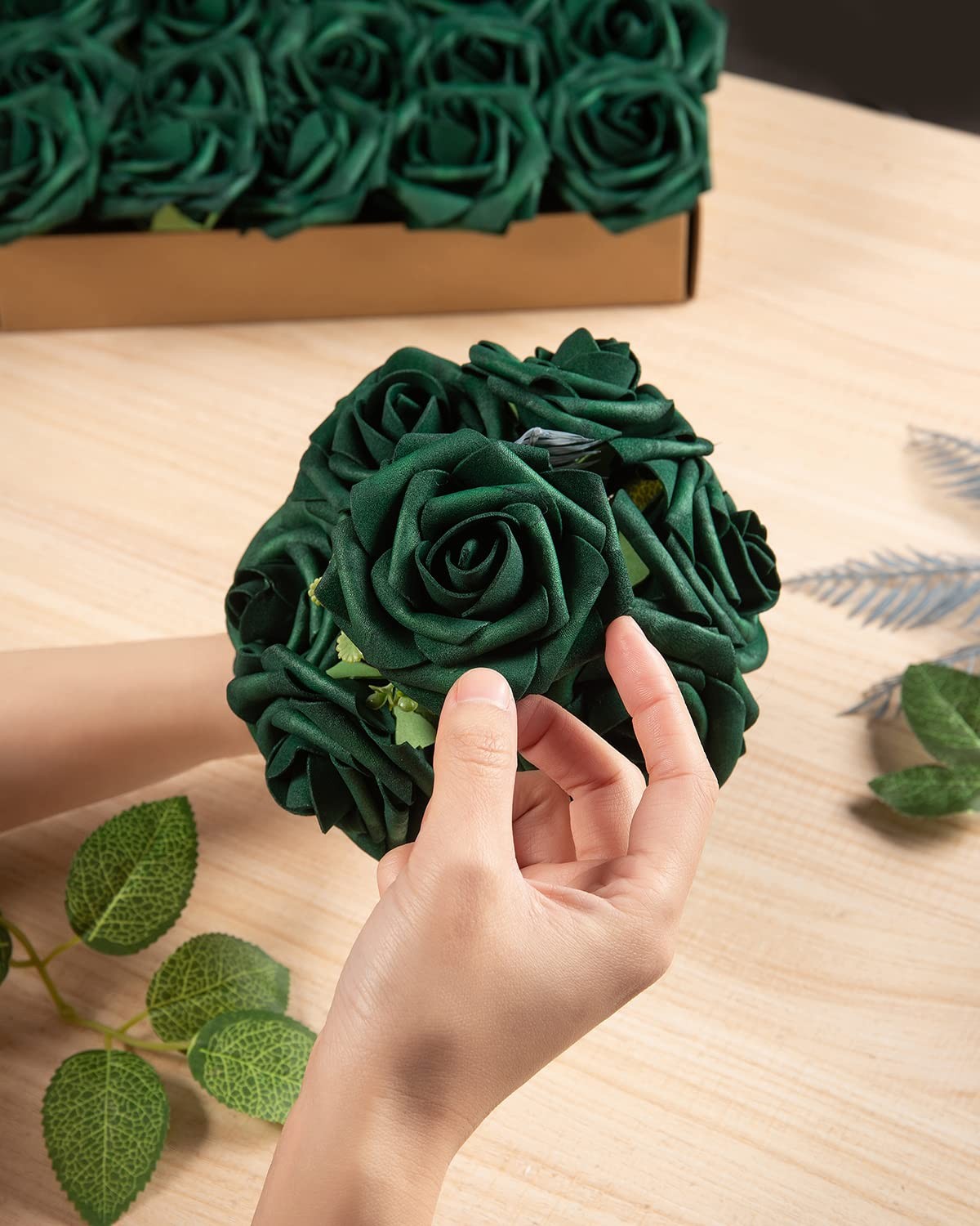 25Pcs Artificial Roses Flowers Fake Roses with Stems Real Touch Foam Flowers …