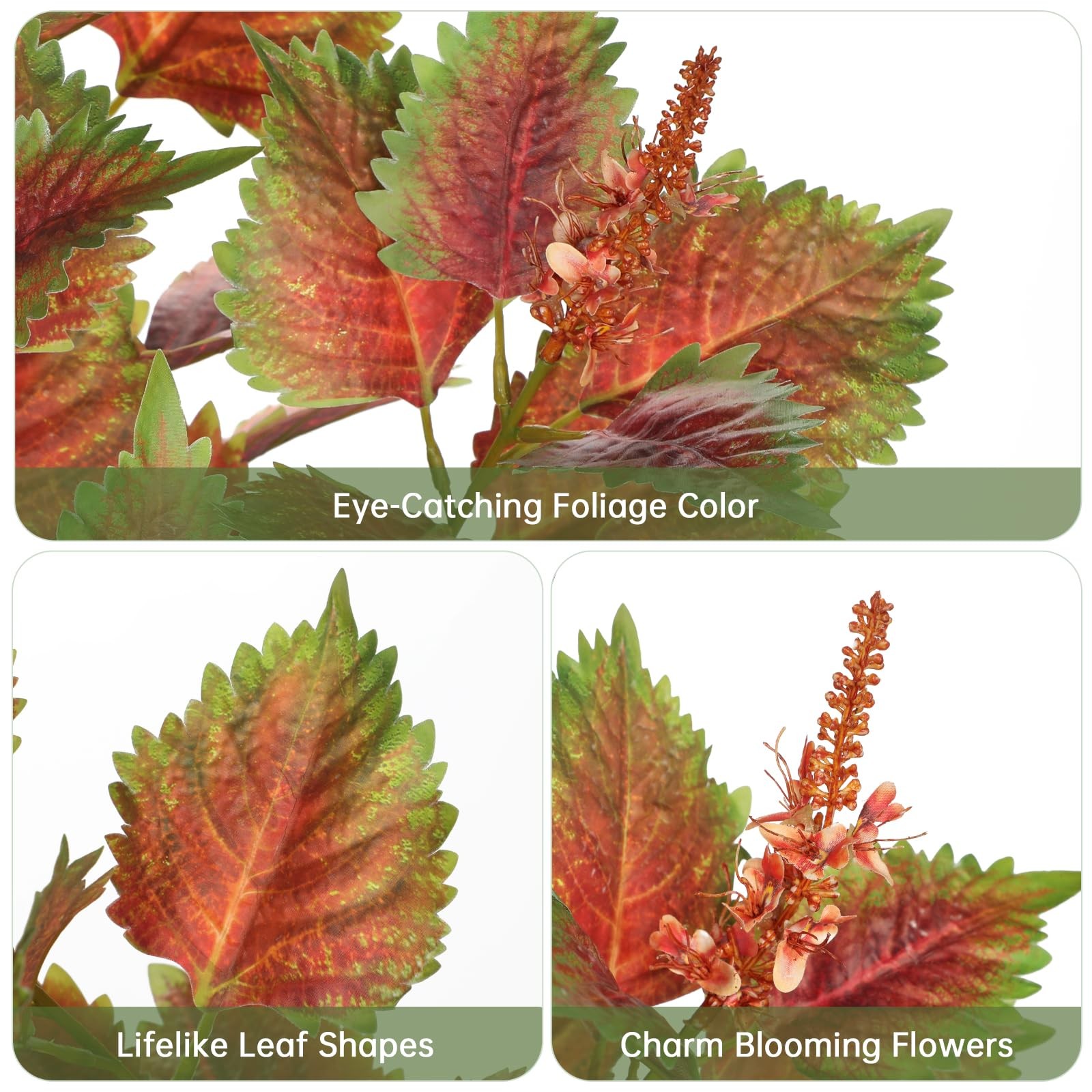 3Pcs Artificial Greenery Stems 35.4″ Tall Faux Red Perilla Branches for Vase …
